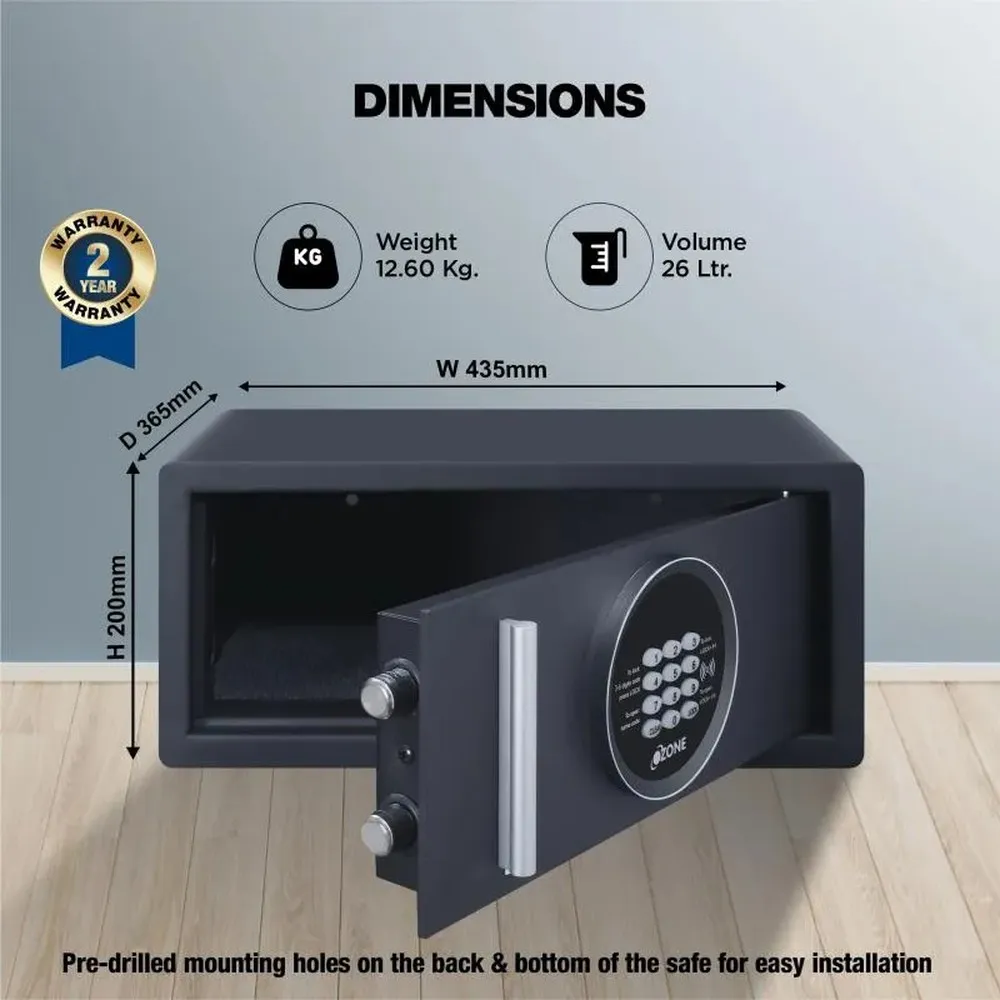 Ozone Jade Black Hotel Digital Safe 9.8-26 Litres photo 6