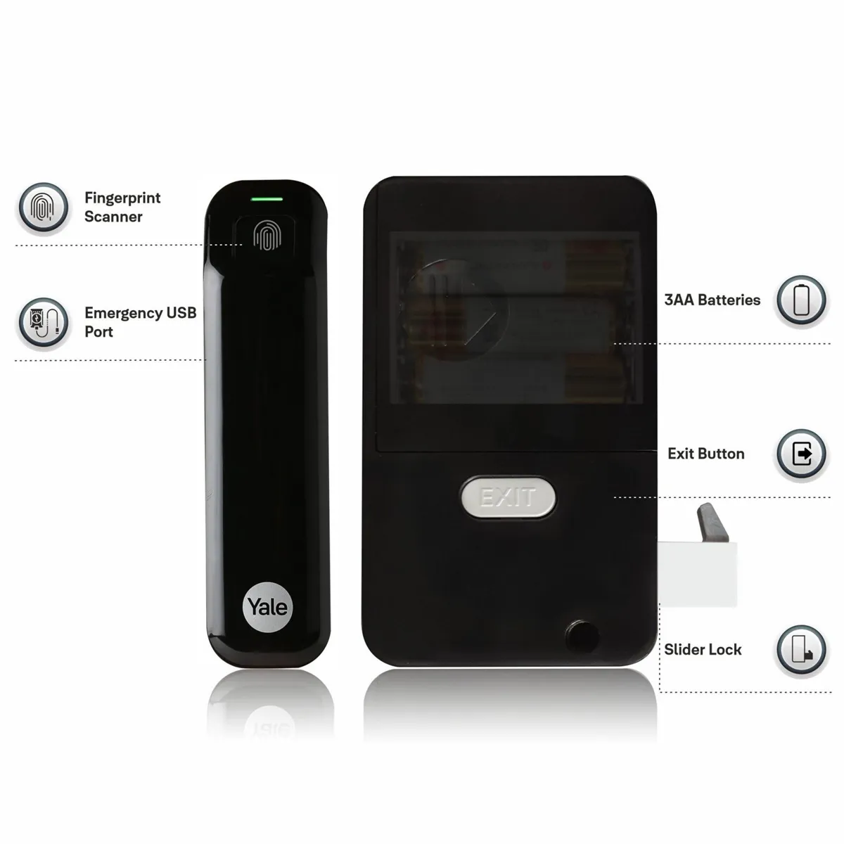 Yale Fingerprint Wardrobe Lock with Handle photo 6