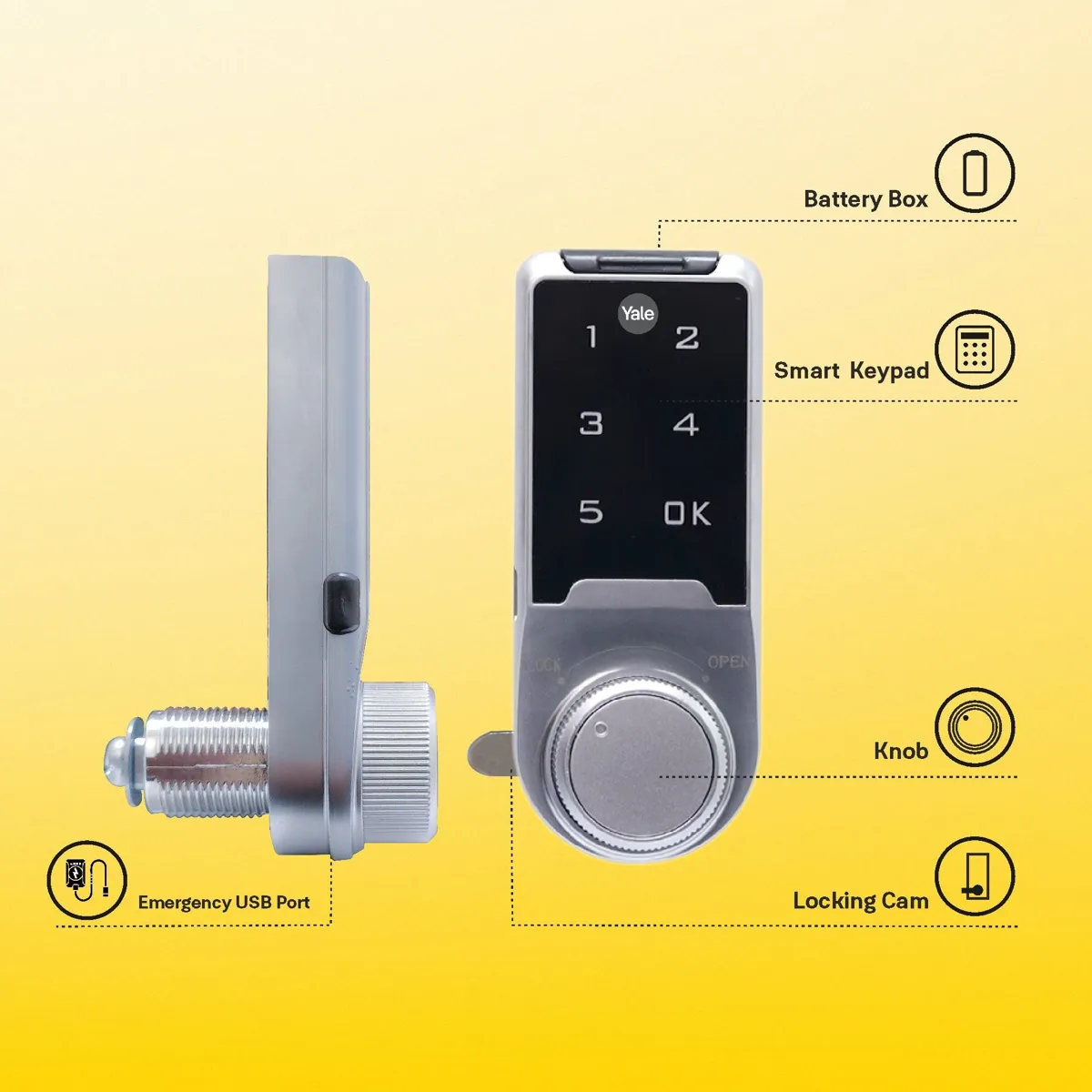 Yale Mesh Pin Digital Lock for Wardrobes and Cabinets photo 5